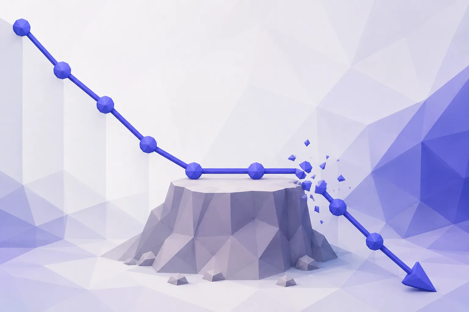 Low-poly flat plateau on a downward weight graph
